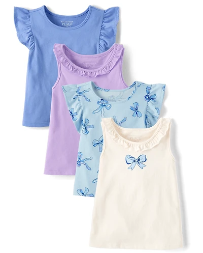Toddler Girls Bow Flutter Tank Top 4-Pack