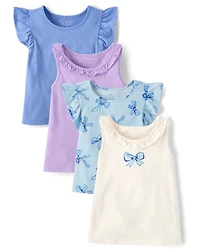 Toddler Girls Bow Flutter Tank Top 4-Pack