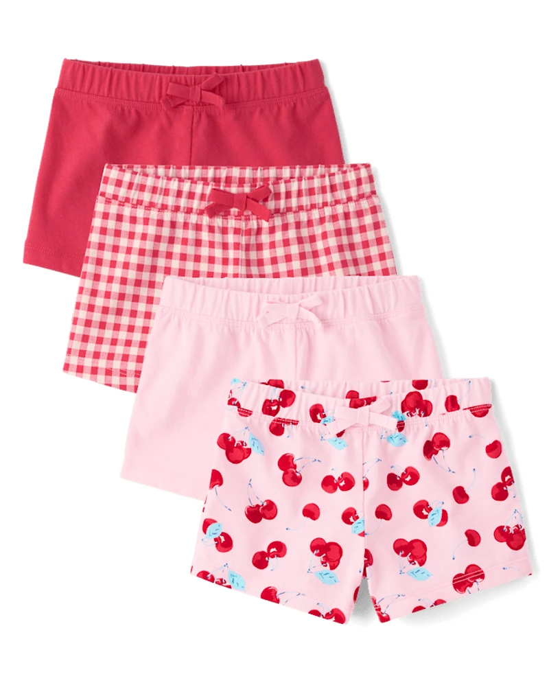 Lot de 4 shorts imprimés pour petites filles