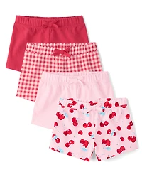 Lot de 4 shorts imprimés pour petites filles