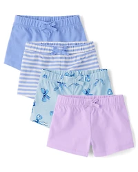 Lot de 4 shorts imprimés pour petites filles