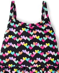 Baby And Toddler Girls Rainbow Heart Peplum Tankini Swimsuit