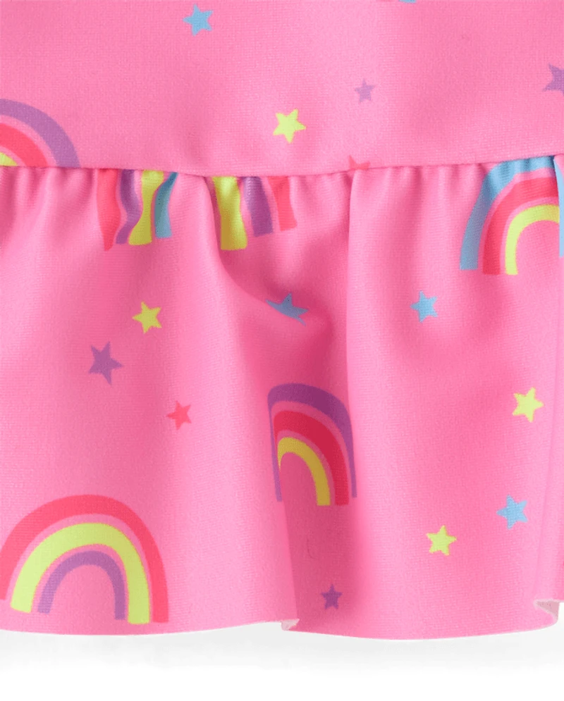 Baby And Toddler Girls Rainbow Peplum Rashguard Swimsuit