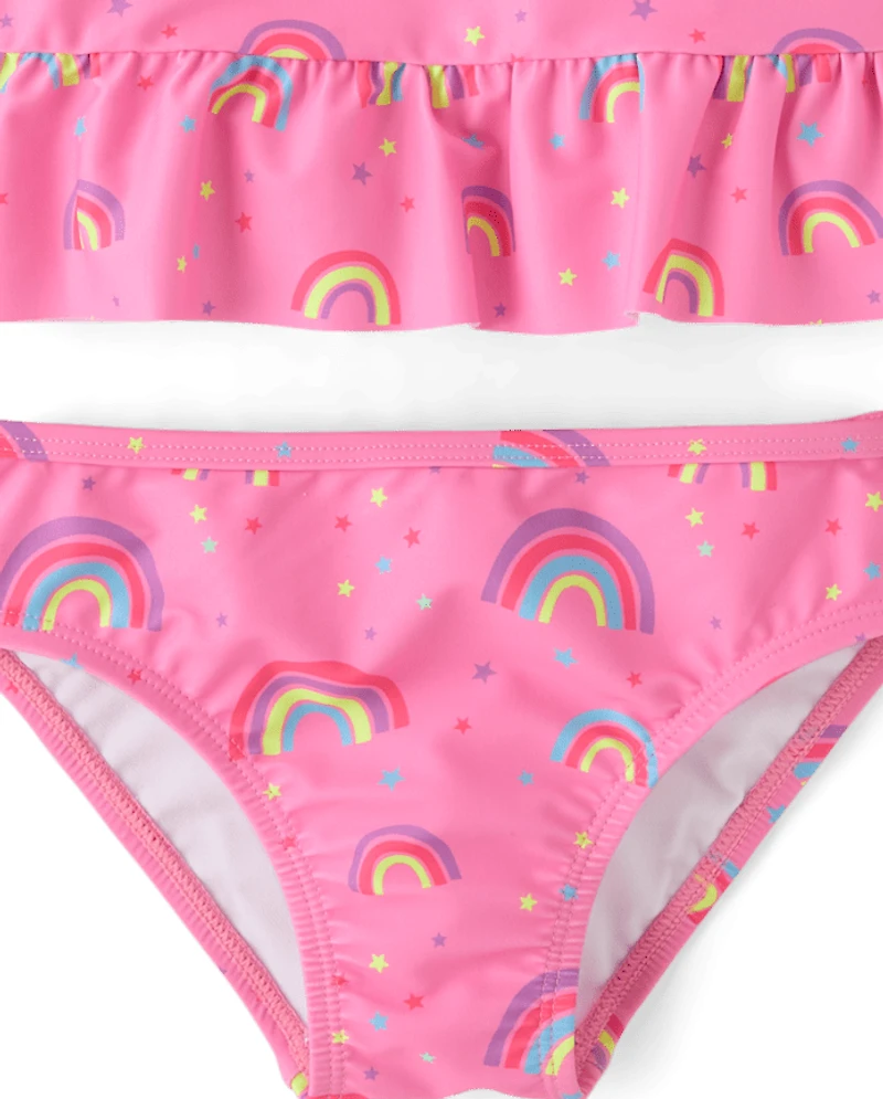 Baby And Toddler Girls Rainbow Peplum Rashguard Swimsuit