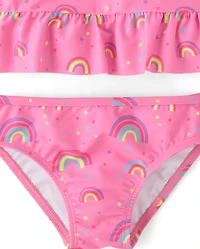 Baby And Toddler Girls Rainbow Peplum Rashguard Swimsuit