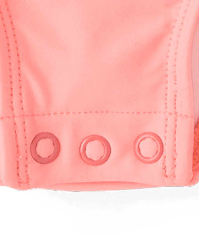 Baby And Toddler Girls Colorblock Half Zip Rashguard One Piece Swimsuit