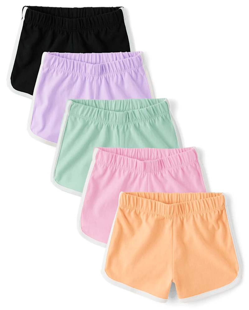 Toddler Girls Contrast Dolphin Shorts 5-Pack