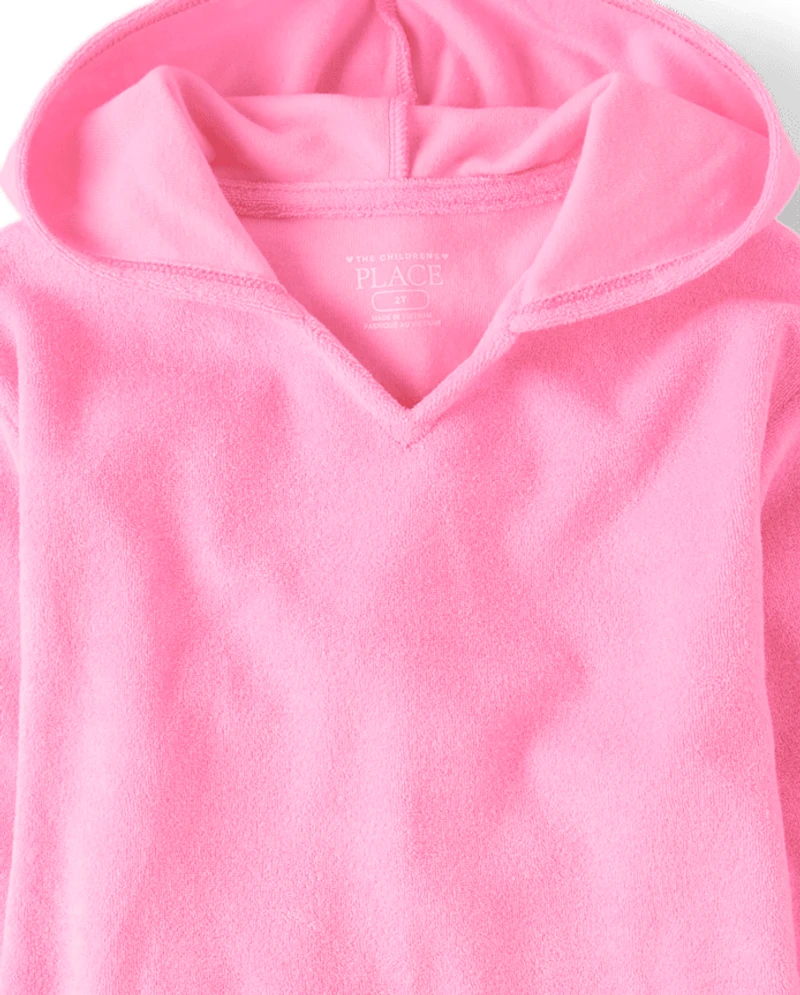 Baby And Toddler Girls Hooded Peplum Terry Swim Cover-Up