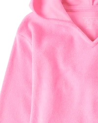 Baby And Toddler Girls Hooded Peplum Terry Swim Cover-Up