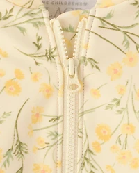 Baby And Toddler Girls Floral Half Zip Rashguard One Piece Swimsuit