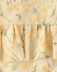 Baby And Toddler Girls Floral Half Zip Rashguard One Piece Swimsuit