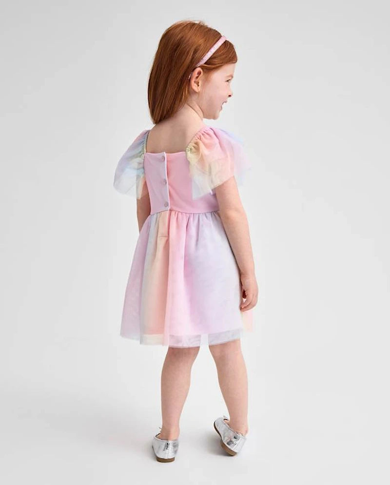 Toddler Girls Rainbow Mesh Flutter Dress