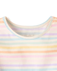 T-shirt à rayures arc-en-ciel pour petites filles