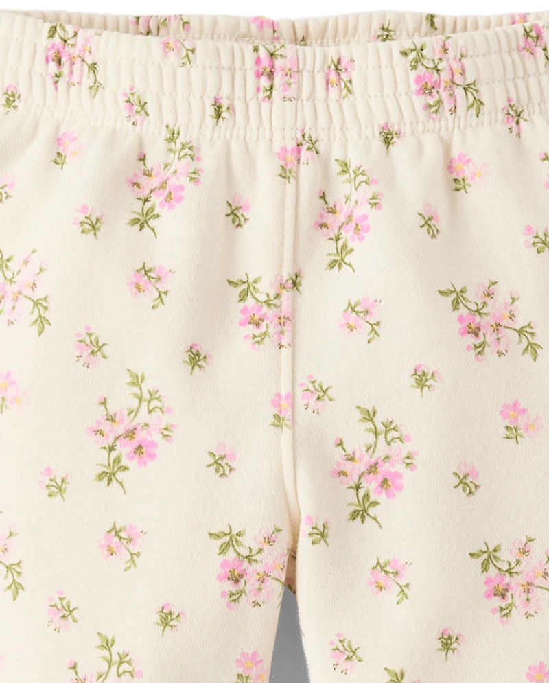Pantalon d'intérieur large en polaire à nœud floral pour petites filles