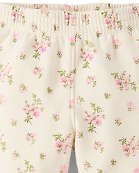 Pantalon d'intérieur large en polaire à nœud floral pour petites filles
