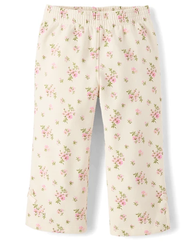 Pantalon d'intérieur large en polaire à nœud floral pour petites filles