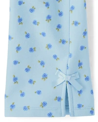 Toddler Girls Floral Bow Fleece Wide Leg Lounge Pants