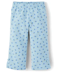 Toddler Girls Floral Bow Fleece Wide Leg Lounge Pants