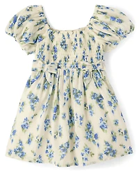 Toddler Girls Mommy And Me Floral Bow Smocked Dress