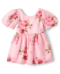 Toddler Girls Floral Chiffon Fit And Flare Dress