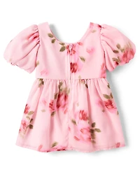 Robe cintrée et évasée en mousseline à fleurs pour petites filles