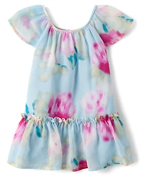 Robe courte en mousseline à fleurs pour bébés et petites filles