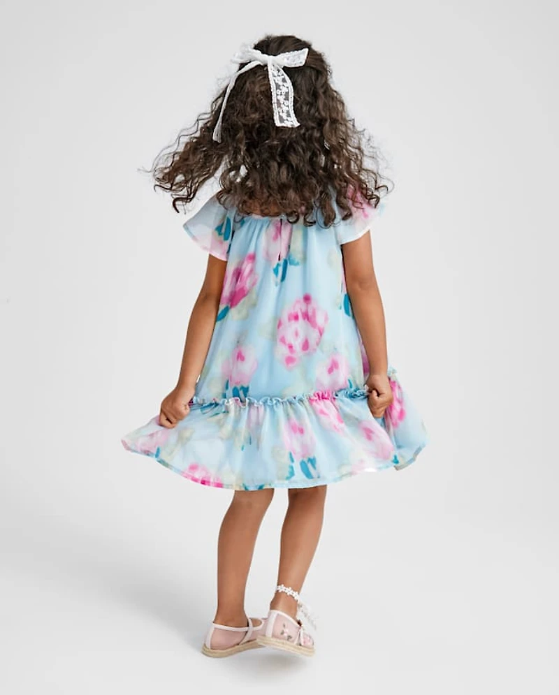 Baby And Toddler Girls Floral Chiffon Shift Dress