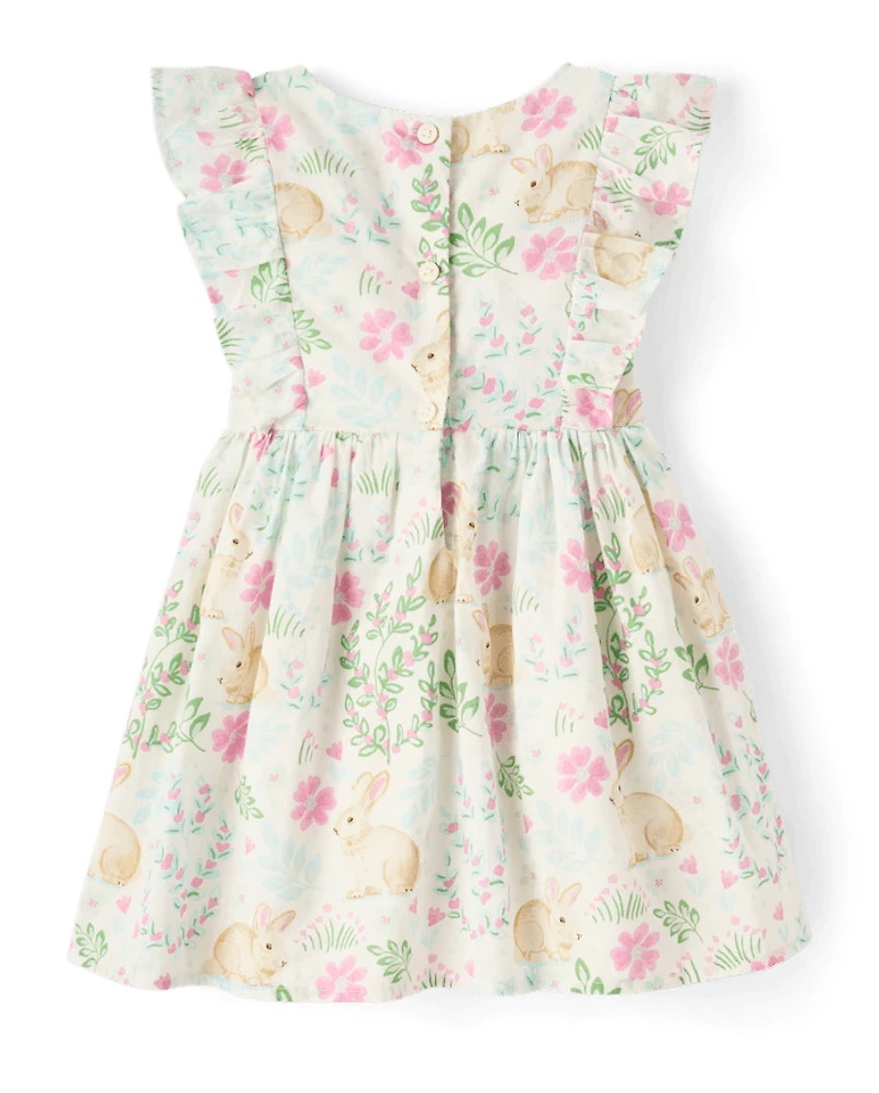 Toddler Girls Bunny Bow Flutter Dress