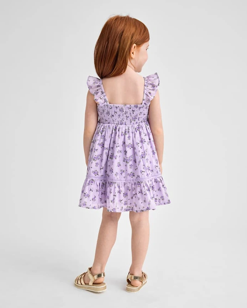 Baby And Toddler Girls Floral Textured Smocked Dress