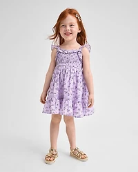Baby And Toddler Girls Floral Textured Smocked Dress