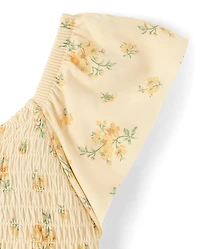 Toddler Girls Floral Smocked Flutter Dress