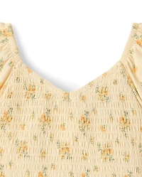 Toddler Girls Floral Smocked Flutter Dress
