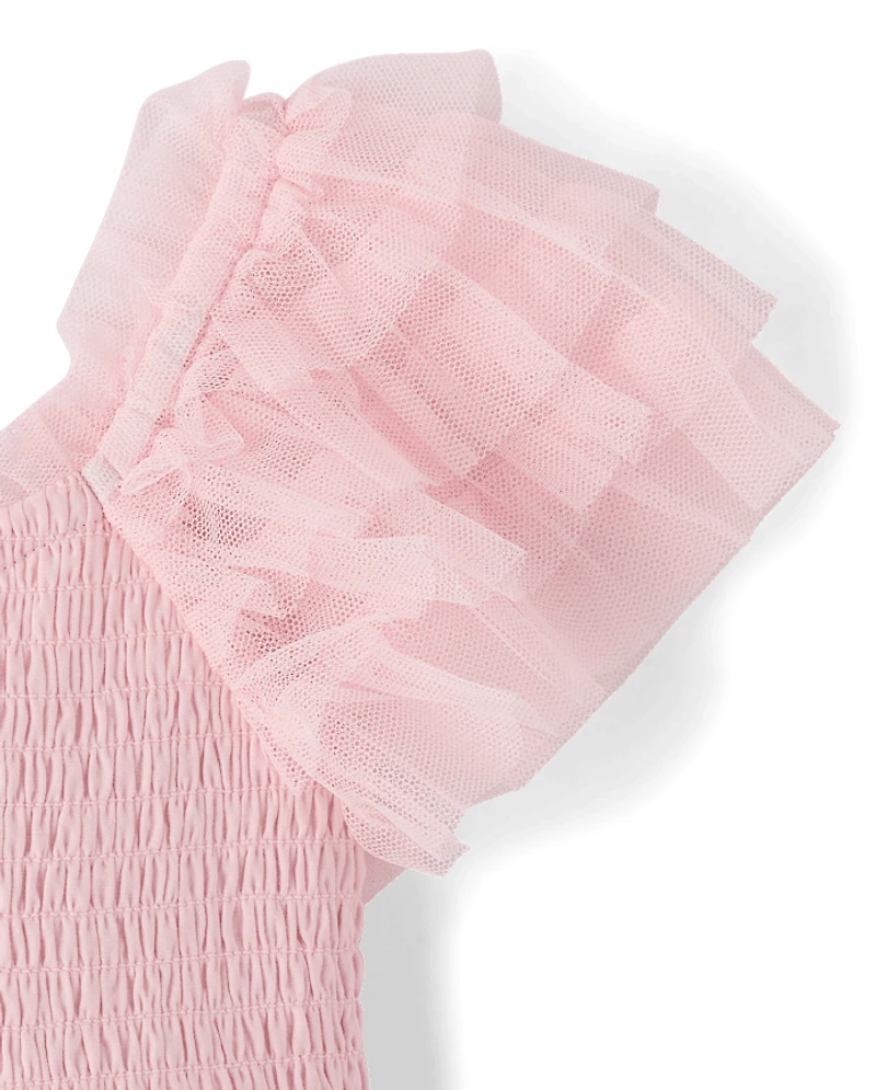 Baby And Toddler Girls Smocked Tulle Ruffle Dress