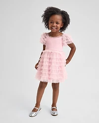 Baby And Toddler Girls Smocked Tulle Ruffle Dress