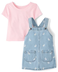 Toddler Girls Bunny Skirtall 2-Piece Outfit Set