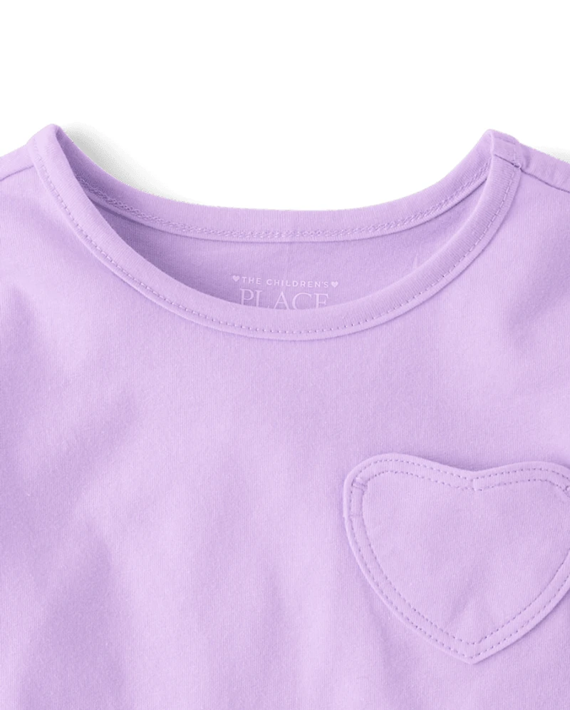 T-shirt à poche cœur pour petites filles