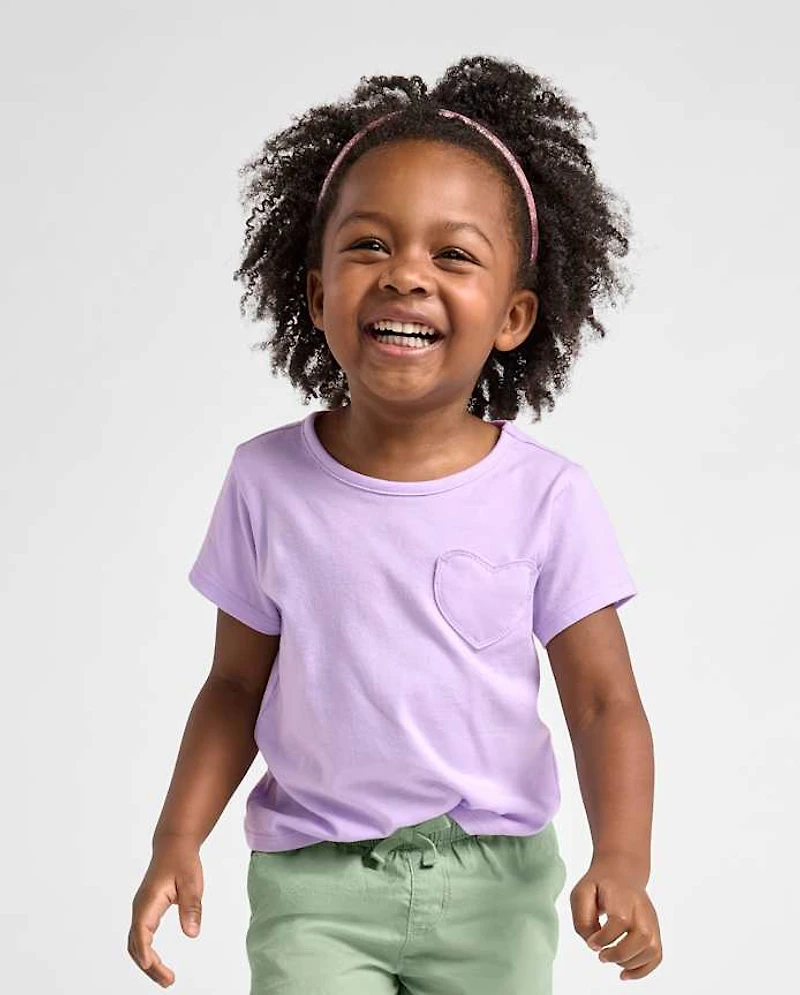 Toddler Girls Heart Pocket Tee