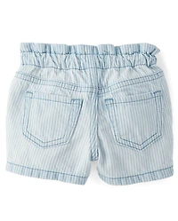 Baby And Toddler Girls Railroad Striped Shortie Jean Shorts