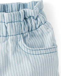Baby And Toddler Girls Railroad Striped Shortie Jean Shorts