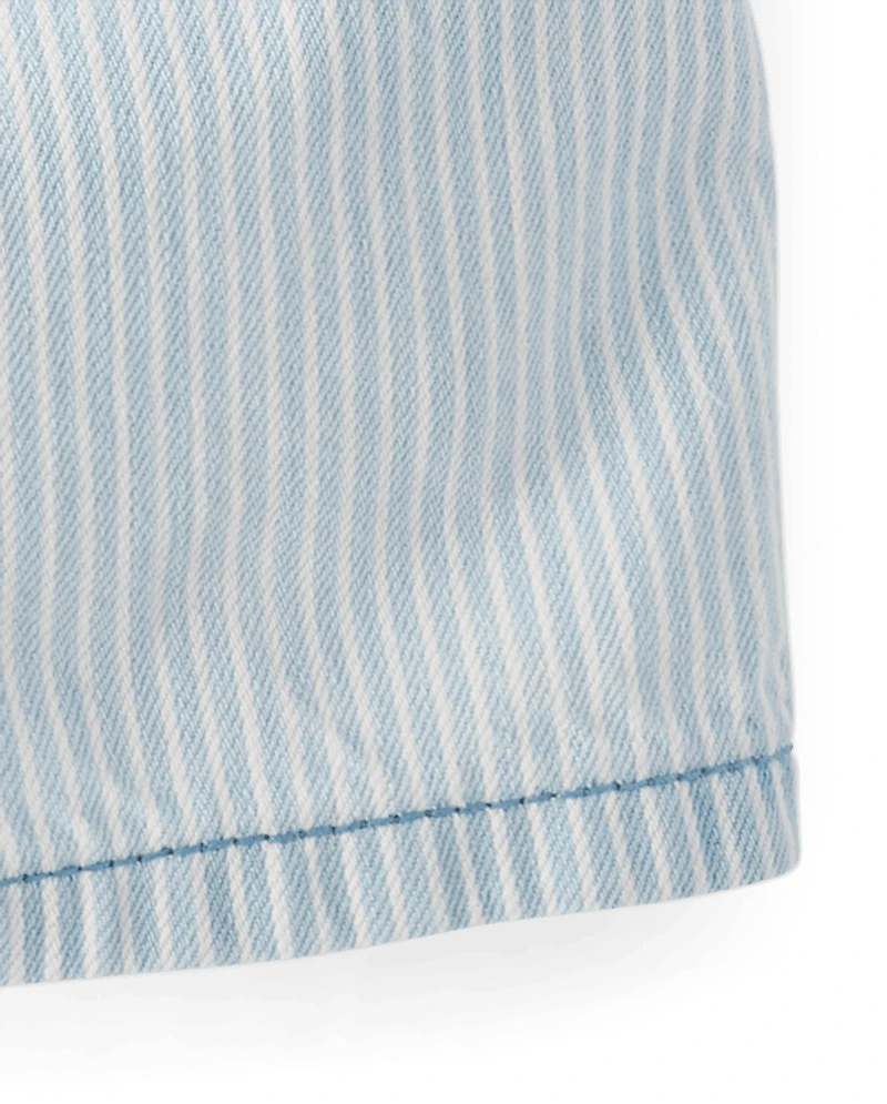 Baby And Toddler Girls Railroad Striped Shortie Jean Shorts