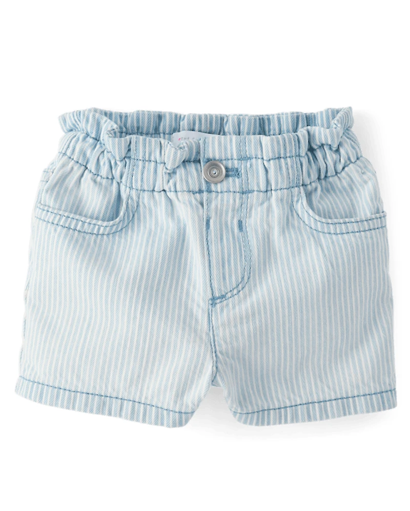 Baby And Toddler Girls Railroad Striped Shortie Jean Shorts