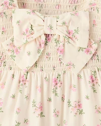 Toddler Girls Mommy And Me Floral Smocked Bow Back Dress