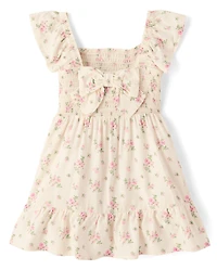 Toddler Girls Mommy And Me Floral Smocked Bow Back Dress