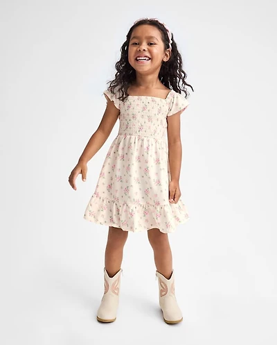 Toddler Girls Mommy And Me Floral Smocked Bow Back Dress