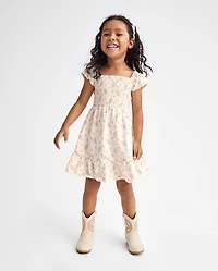 Toddler Girls Mommy And Me Floral Smocked Bow Back Dress