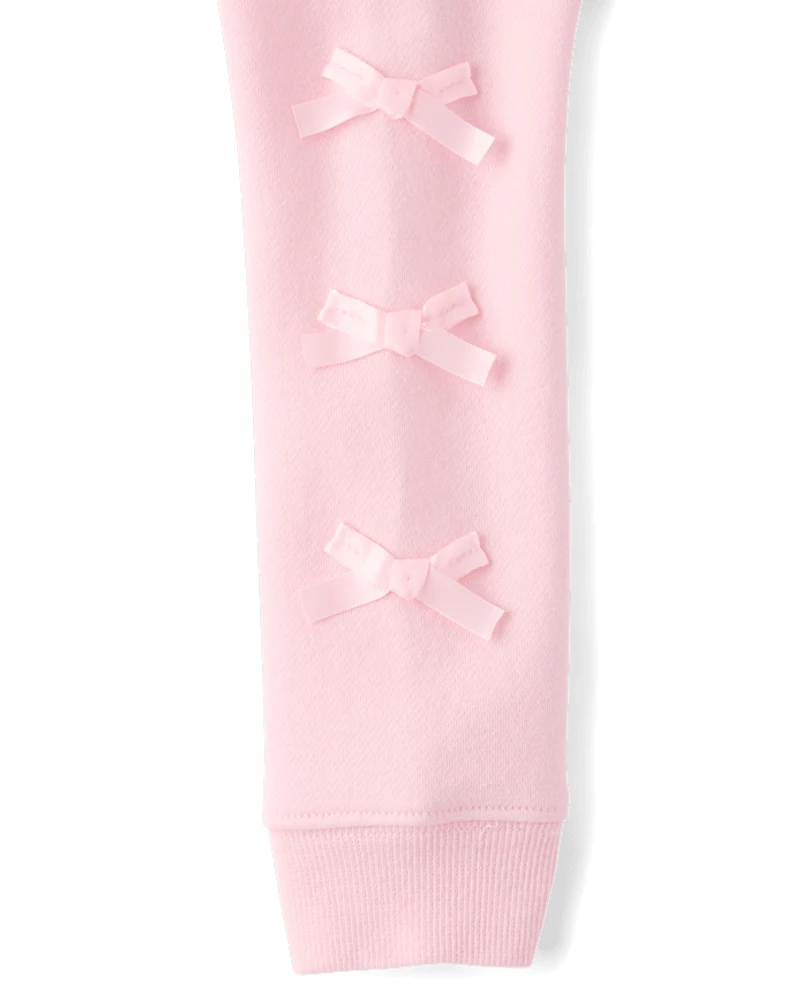 Toddler Girls Bow Premium Fleece Zip Up Hoodie