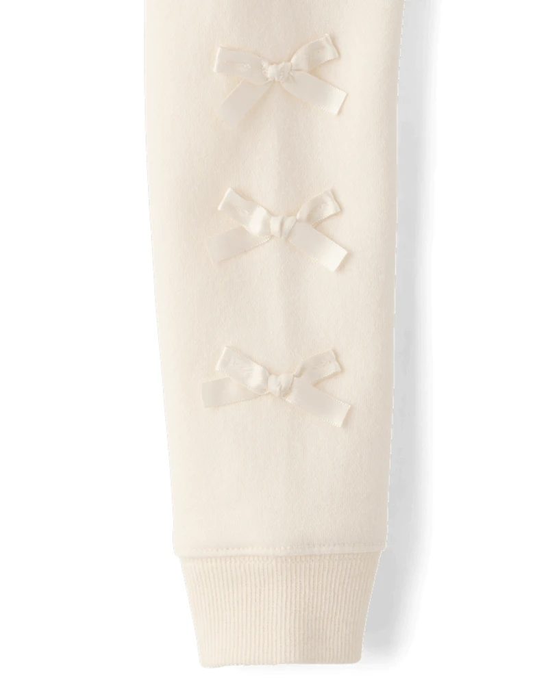 Toddler Girls Bow Premium Fleece Zip Up Hoodie