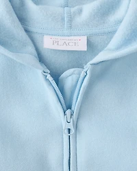 Sweat à capuche zippé en polaire premium avec nœud pour petites filles