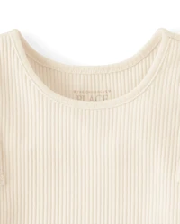 Toddler Girls Embroidered Eyelet Ribbed Flutter Tee