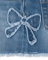 Baby And Toddler Girls Applique Bow Denim Shortie Shorts